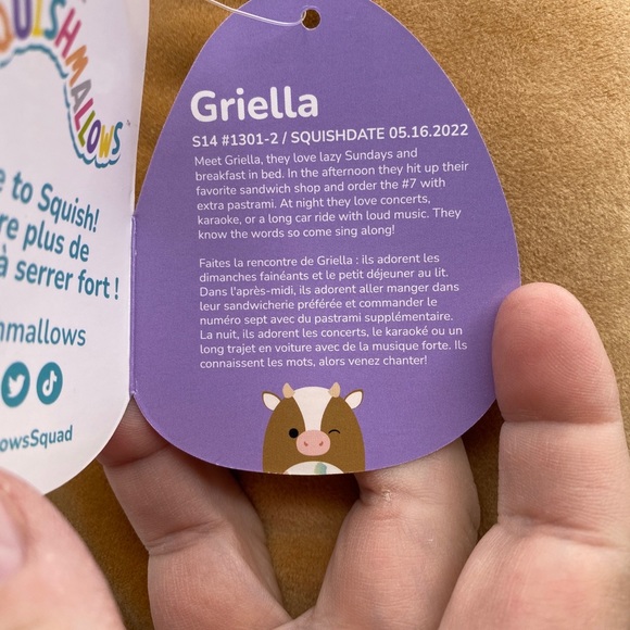 Squishmallow 14” Griella The Brown Cow Rainbow Spot Belly Pink Nose Easter Plush - Picture 4 of 6